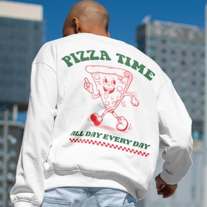 Pizza Sweatshirt, Unisex Sweatshirt, Pizza Time T Shirt, Pop art Sweatshirt, Gift for her, Funny Retro Sweater, Aesthetic Summer clothing