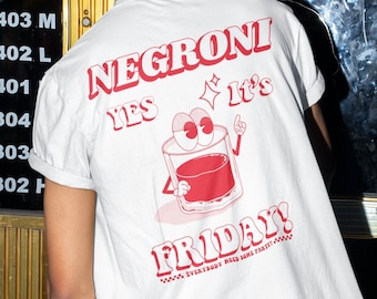 Negroni-T-Shirt, Unisex-T-Shirt, Negroni-Drink-Shirt, Yes its Friday Summer Pop-Art-Shirt, Geschenk für sie, lustiges Retro-Shirt, Tumblr-Ästhetik