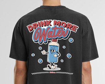 Acid Wash Oversized Shirt, Unisex Tshirt, Drink More Water tshirt, Summer Pop art shirt, Unisex 100% Cotton Grunge Tee, Streetwear tshirt