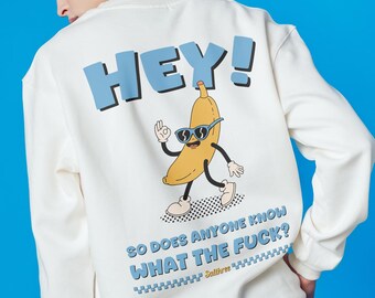 Banana Pop Art Sweatshirt, Unisex Sweater, Funny Graphic Sweatshirt, Aesthetic Winter clothing, Christmas gifts, Gift for Him, Retro Sweater