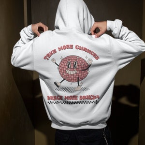 Discokugel Hoodie, Unisex Hoodie, Illustrierter Retro Hoodie, Süßer Sommer Pop Art Hoodie, Geschenk für sie, Ästhetischer Weißer Retro Grafik Hoodie