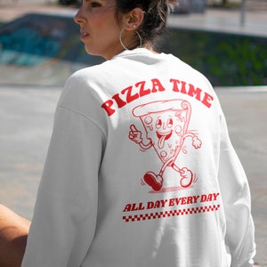 Pizza Sweatshirt, Unisex Sweatshirt, Pizza Time T Shirt, Pop art Sweatshirt, Gift for her, Funny Retro Sweater, Aesthetic Christmas clothing