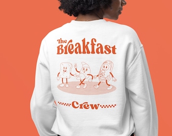 Breakfast Crew Sweatshirt, Unisex Sweatshirt, Funny Pop art Sweatshirt, Christmas morning Sweater, Gift for Her, Retro Christmas Sweater