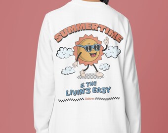 Summertime Sweatshirt, Unisex Sweatshirt, Living is Easy, Pop art Sweatshirt, Gift for Her, Funny Retro Sweater, Aesthetic Clothing gift
