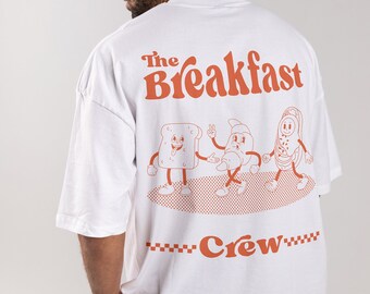 Unisex oversized tshirt, Breakfast Crew Tshirt, Summer tshirt, Graphic tee, Gift for him, Funny tshirt, Streetwear shirt, Aesthetic clothing
