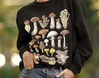 Mushroom Sweatshirt: Handmade Cottagecore Botanical Jumper