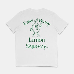 Add a touch of sunshine to your day with this Easy Peasy Lemon Squeezy t-shirt. The playful lemon graphic and lighthearted message capture the essence of summery fun. A perfect addition for any casual outfit, Salthree Shirts