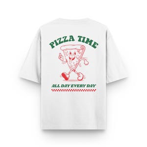 Oversized Pizza T Shirt, Unisex T Shirt, Pizza Time shirt, Summer shirt, Pop art shir,t Gift for her, Funny Retro shirt, Christmas clothing, Salthree shirts