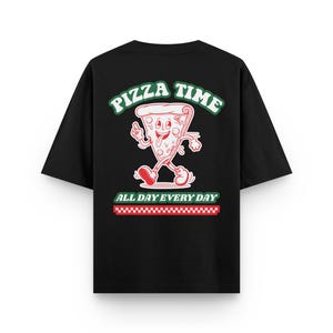 Oversized Pizza T Shirt, Unisex T Shirt, Pizza Time shirt, Summer shirt, Pop art shir,t Gift for her, Funny Retro shirt, Christmas clothing, Salthree shirts