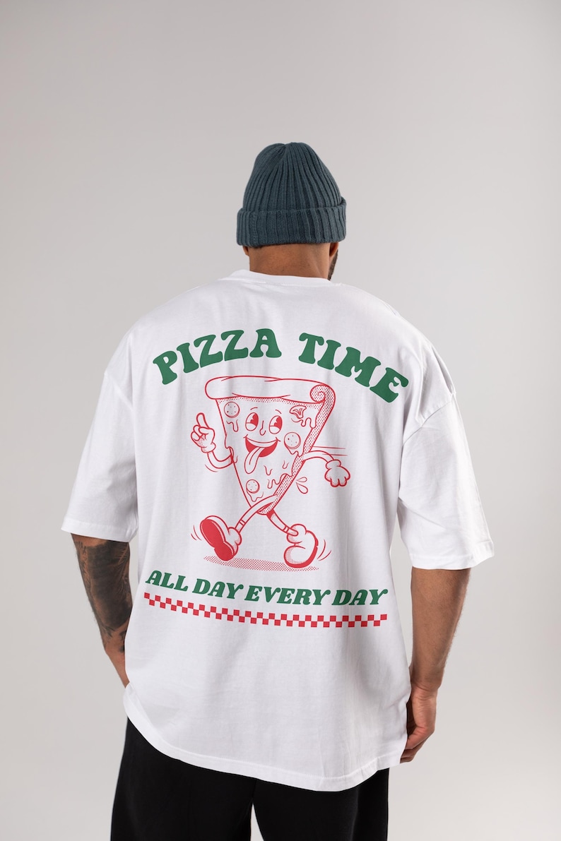 Oversized Pizza T Shirt, Unisex T Shirt, Pizza Time shirt, Summer shirt, Pop art shir,t Gift for her, Funny Retro shirt, Christmas clothing, Salthree shirts