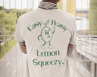 Zitronen-T-Shirt, Unisex-T-Shirt, Easy Peasy Lemon Squeezy-Shirt, Sommer-Shirt Pop-Art-Shirt Geschenk für sie Lustiges ästhetisches Retro-Shirt tumblr