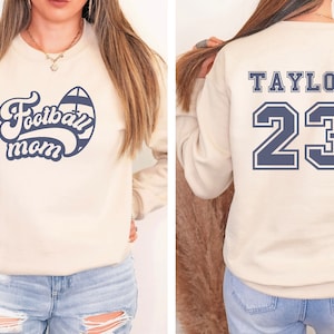 Custom Football Mom Shirt, Personalized Football Shirt, Game Day Football Sweater, Name and Number Football Sweatshirt, Personalized Number