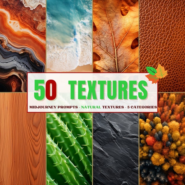 50 Midjourney Prompts "Natural Textures and Backgrounds" | Most downloaded on Stock websites | AI art | photorealistic | artful prompts