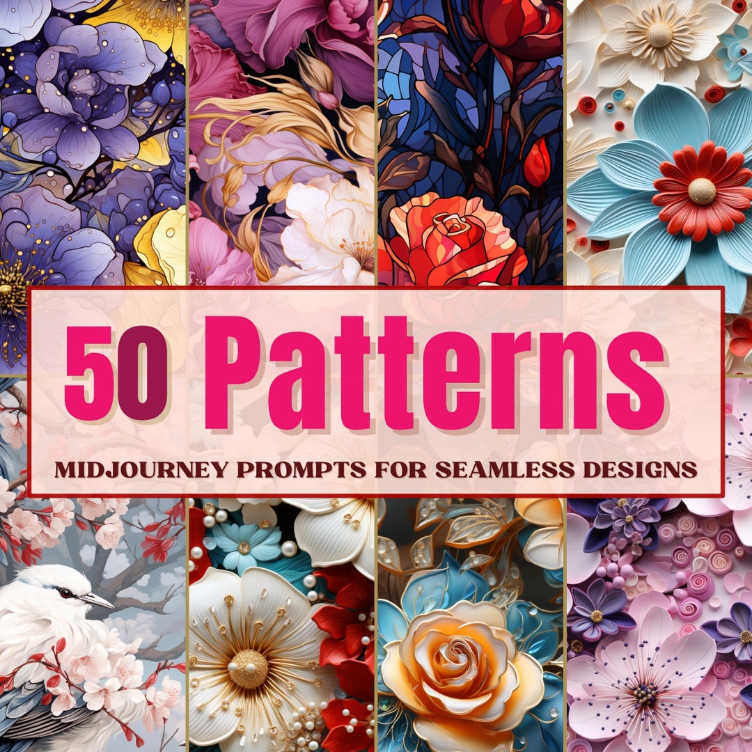 50 Midjourney Prompts seamless Floral Patterns Perfect for Tumbler ...