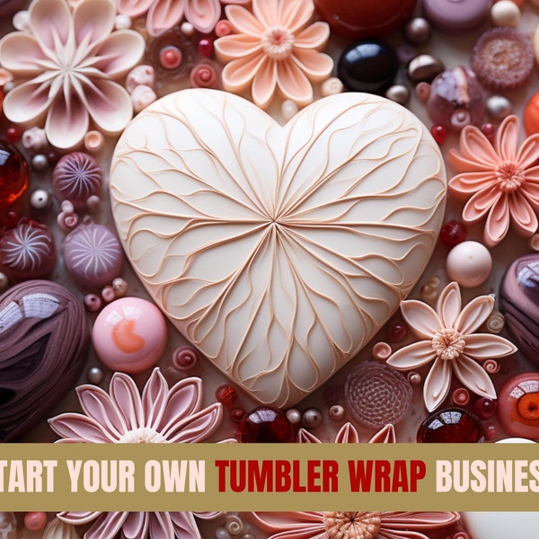 Midjourney Tumbler Wrap Prompt "Sweet Hearts & Pink Flowers" V 5.2 | Start your Tumbler Wrap store today | AI art | artful prompt