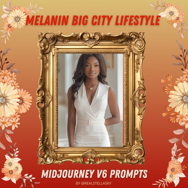 20 Midjourney V6 "Melanin Big City Lifestyle" Prompts | Trendy Images for Instagram Reels | AI art | Instant access | Business & Lux