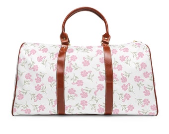 Rosa Blumen Reisetasche Quadrat skandinavisches Design wasserdicht