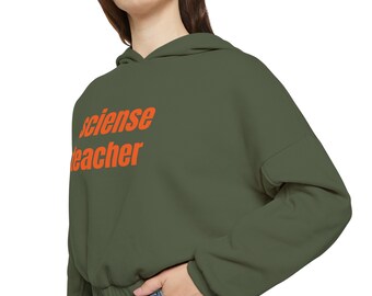 Nombre de la sudadera con capucha con parte inferior ceñida para mujer Teacher Science