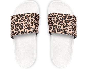 Leopard Youth PU Slide Sandals