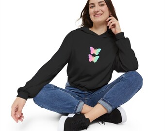 Nombre de la sudadera con capucha con parte inferior ceñida para mujer Butterfly