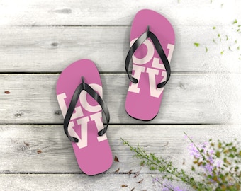LOVE pink Summer beach Flip Flops