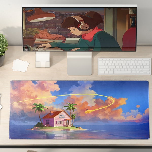 Dragon Ball Z Desk Mat - Kame House & Nimbus Cloud Design