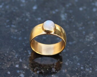 Personalized Moonstone Band, Gold Ring, Rainbow Moonstone Ring, Handmade Silver Ring, Name Printed Band, June Birthstone Ring, Band Ring