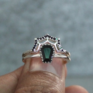 Spider Web Black Onyx Coffin Ring: 925 Silver Gothic Jewelry