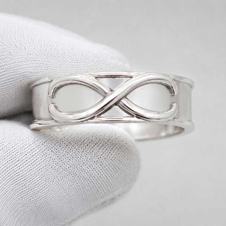 Black Goku Time Ring, Eternal Dragon Kai Goku Ring, DBZ Inspired Anime Ring, Sterling Silver Infinity Band Silver / Plain