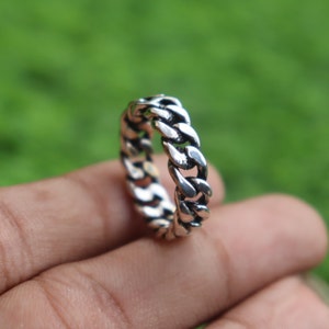 Cuban Link Chain Ring, Solid Silver Chain Ring, 18K Gold Plated Chain Ring, Curb Chain Ring, Chunky Chain Ring, Gift For Her, Gift For Him