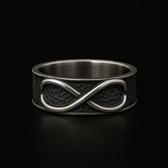 Black Goku Ring, Goku Time Ring, Hand Carved Goku Anime Ring, Sterling Silver Infinity Band