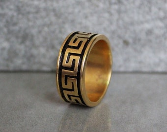Greek Key Meander Ring, Greek Key Gold Celtic Band, Greece Key Band, Infinity Band, Greece Key Ring