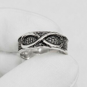 Black Goku Time Ring, Eternal Dragon Kai Goku Ring, DBZ Inspired Anime Ring, Sterling Silver Infinity Band image 2
