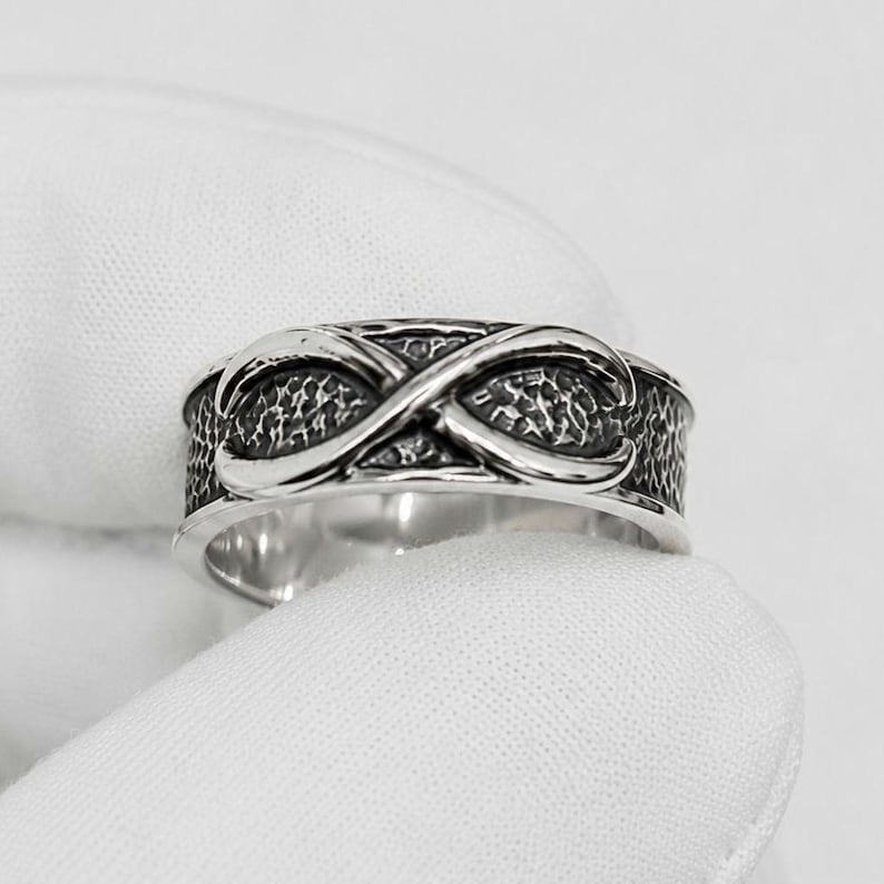 Black Goku Time Ring, Eternal Dragon Kai Goku Ring, DBZ Inspired Anime Ring, Sterling Silver Infinity Band image 2
