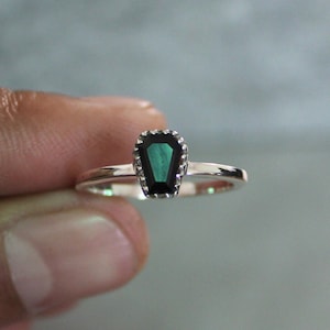Black Onyx Coffin Ring, Mini Coffin Silver Ring, Coffin Jewelry, Gothic Coffin Ring, Dainty Silver Ring, Black Coffin Ring, Ring For Woman