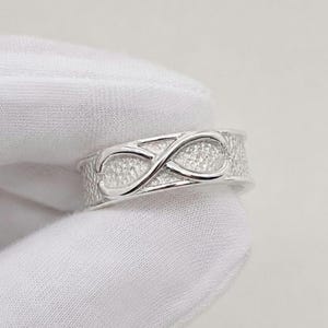 Black Goku Time Ring, Eternal Dragon Kai Goku Ring, DBZ Inspired Anime Ring, Sterling Silver Infinity Band Silver / Hand Carved