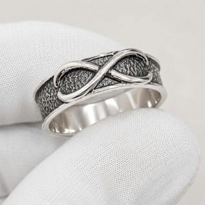Black Goku Time Ring, Eternal Dragon Kai Goku Ring, DBZ Inspired Anime Ring, Sterling Silver Infinity Band Alloy / Oxidised