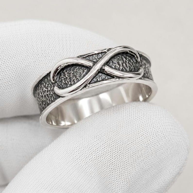 Black Goku Time Ring, Eternal Dragon Kai Goku Ring, DBZ Inspired Anime Ring, Sterling Silver Infinity Band Alloy / Oxidised