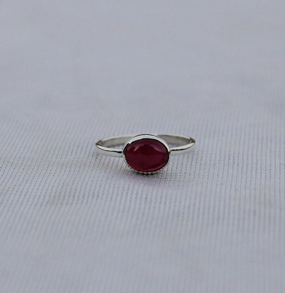 Dainty 925 Silver Ruby Ring: Minimalist July Birthstone Canada