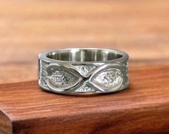Eternal Dragon Kai Goku Time Ring, Goku Anime Ring, Cosplay Ring, Hand Carved Goku Ring, Silver Infinity Band, Endless Love Band
