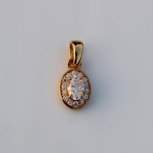 Dainty Moissanite Halo Pendant Necklace: Gold Plated Sterling Silver