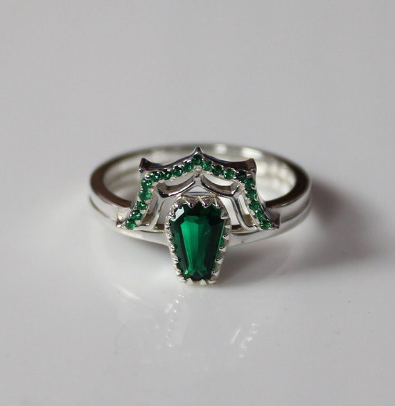 Bague Sertie Pierre Verte Plaque Or - Taille 51 - Occasion - Bijou Ancien