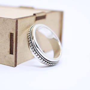 Beaded Sterling Silver Spinner Ring: Anxiety Fidget Meditation Band