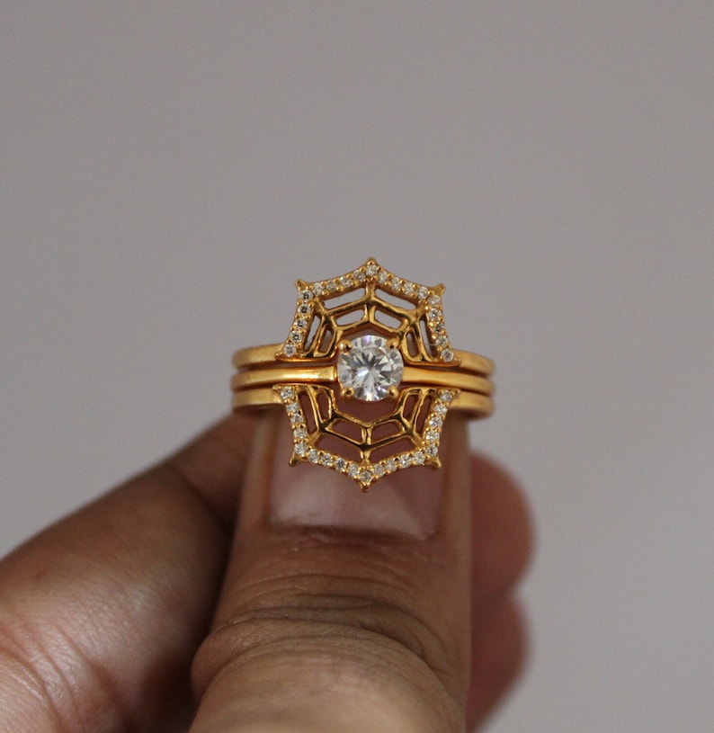 Spider Web Moissanite Ring: 925 Silver Web Crown Enhancer - Etsy