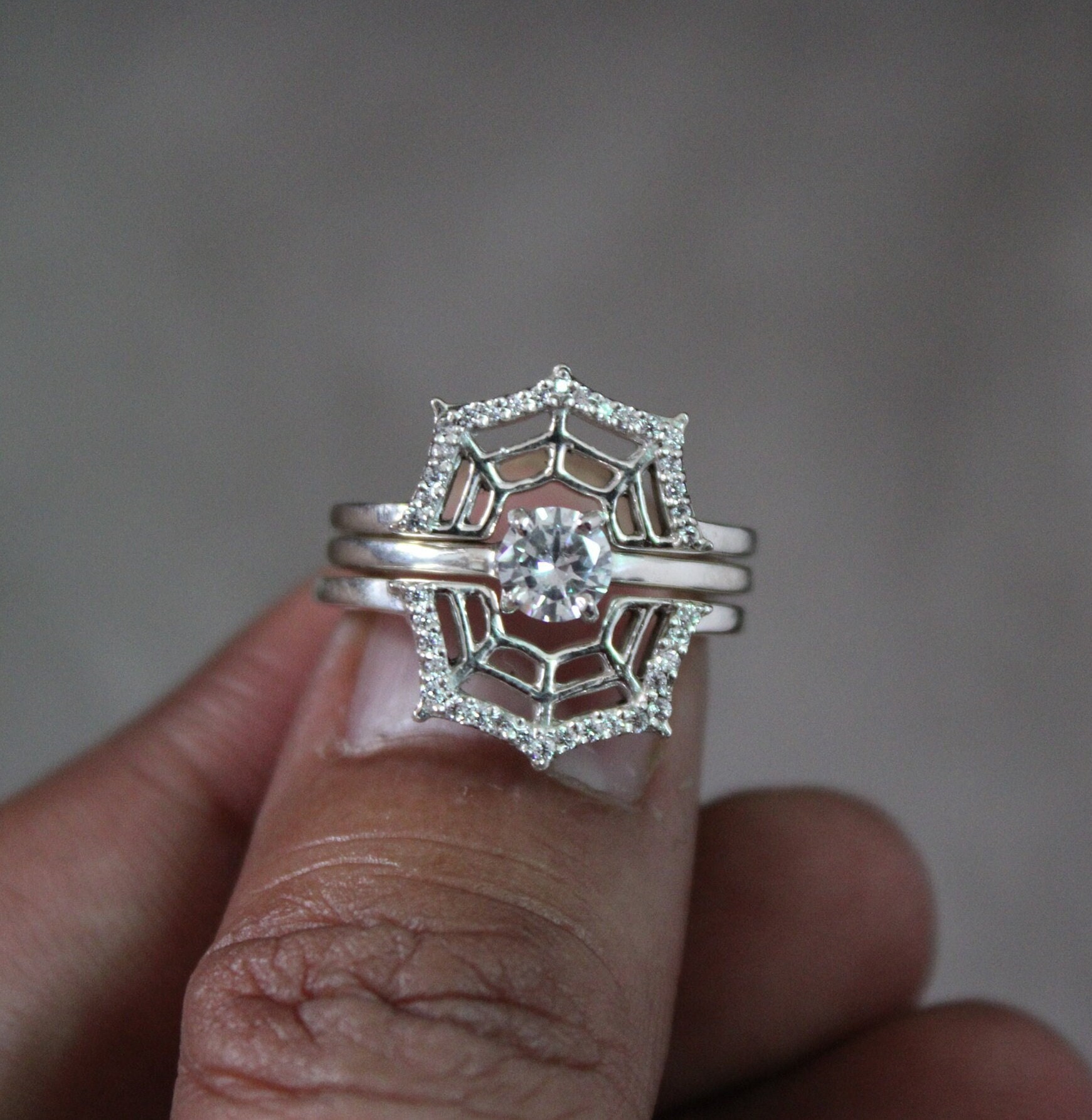 Spider Web Moissanite Ring: 925 Silver Web Crown Enhancer - Etsy