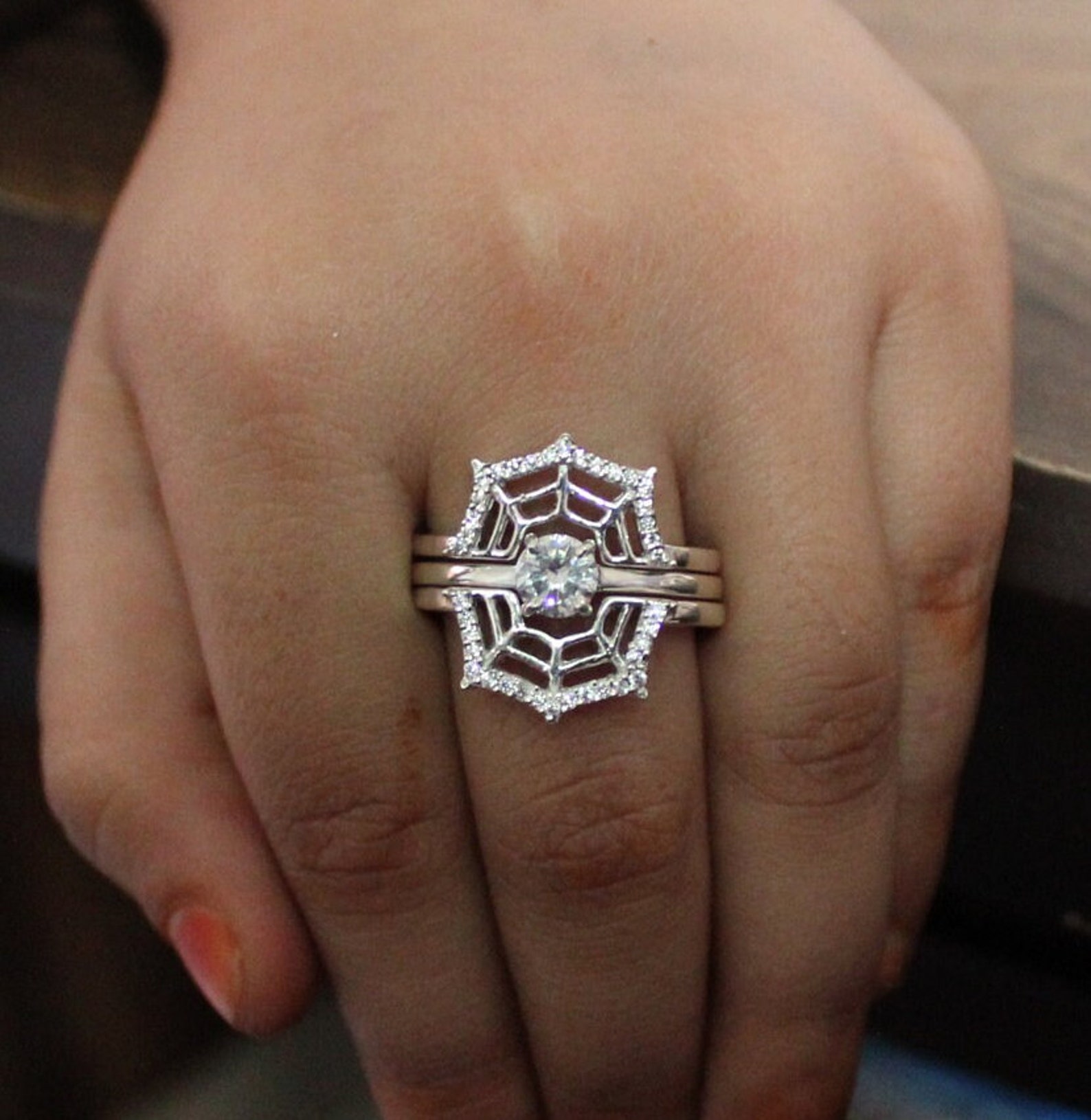 Spider Web Moissanite Ring: 925 Silver Web Crown Enhancer - Etsy