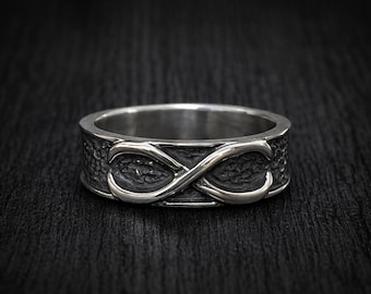 Hand Carved Sterling Silver Infinity Band Ring