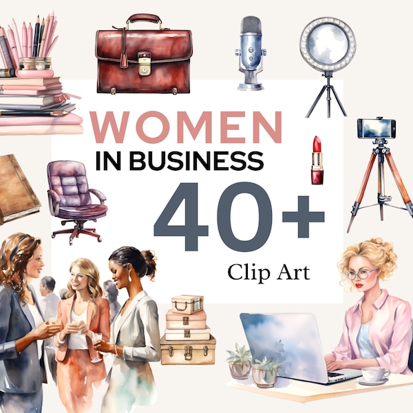 Women in Business Clipart INSTANT DOWNLOAD Female entrepreneur boss office clipart bundle for stationery, scrapbook, businesses promo etc