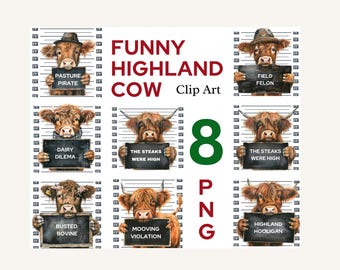 Funny Highland Cow Clipart png's, Cow png images, Cow Lover, Highland cow png, cute Highland cow, cow design,cattle INSTANT DIGITAL DOWNLOAD