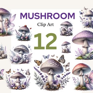 Aquarelle champignons clipart, ensemble de clip art forêt Nature champignon vénéneux, Cottagecore naturel PNG Digital Designs, champignons png, fée magique png